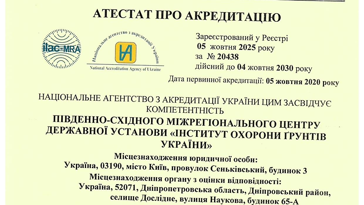 Атестат про акредитацію №20438 від 05.10.2025 р.