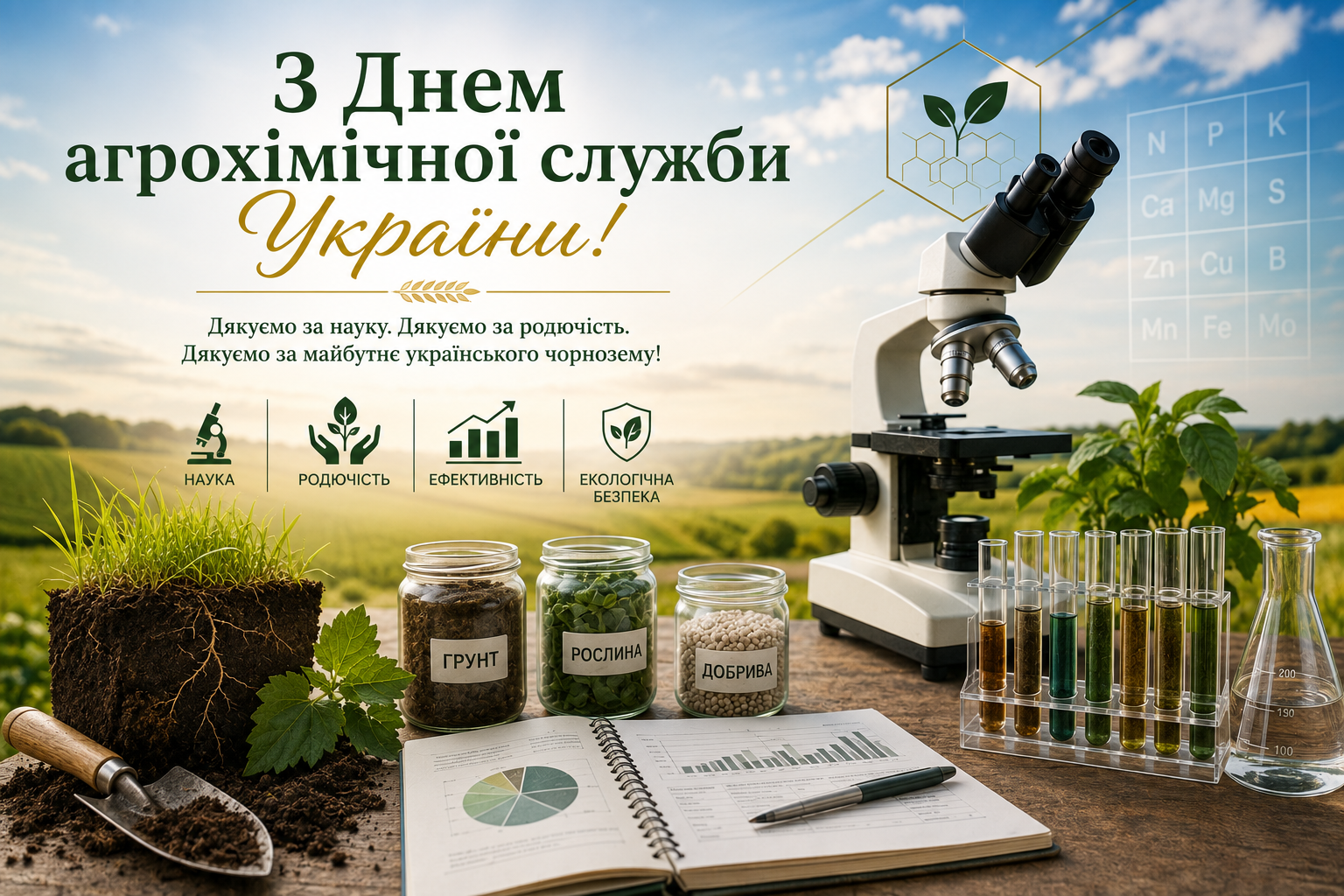 З Днем агрохімічної служби України: вітаємо науковців та фахівців галузі!